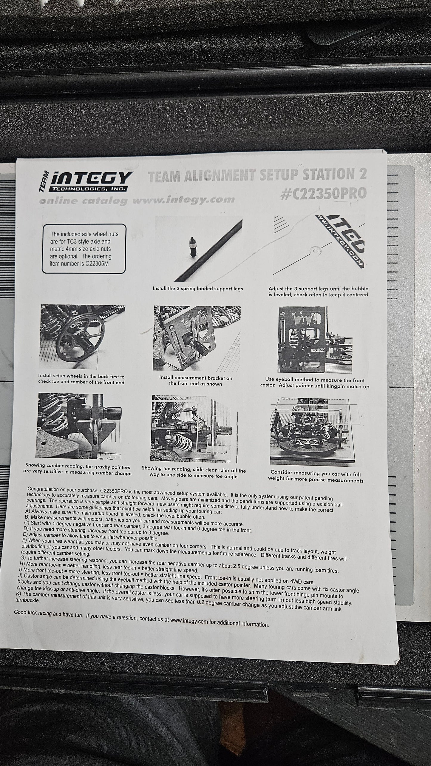 Team Integy Touring Car setup system - USED