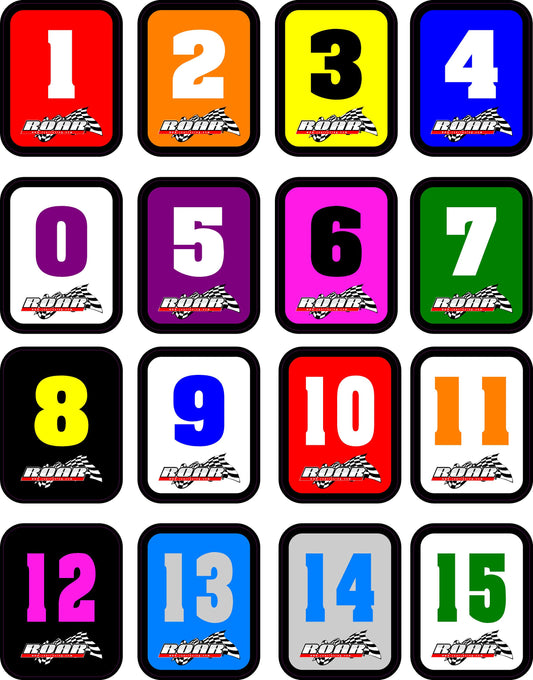 ROAR Windshied Numbers Qty 100 each. Crack and Peel Vinyl