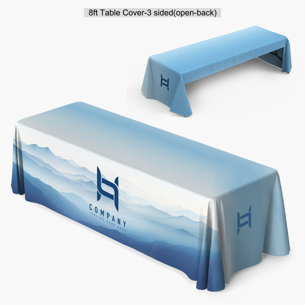 8ft Table Cover Back 3 Sided (Open-Back)
