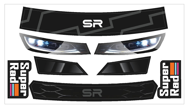 The SR-27 SuperMero 1/10th oval car body is designed for stock class racing.  Includes decal sheet, and window masks. TOUR approved. Made in USA.