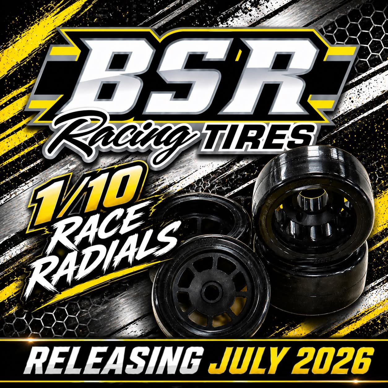 BSR RR1000 1/10 Pan Rubber Tires